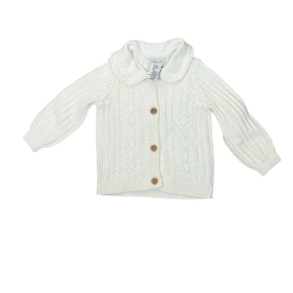 NWT Rachel Zoe Ivory Button Front Knit Cardigan Sweater Size 18 Months